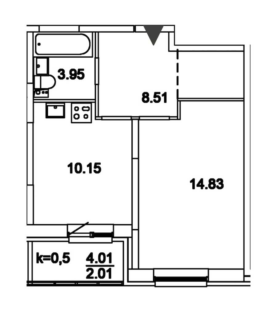 Однокомнатная квартира в : площадь 40.66 м2 , этаж: 1 – купить в Санкт-Петербурге